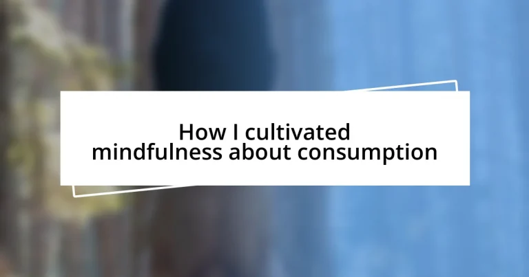 How I cultivated mindfulness about consumption