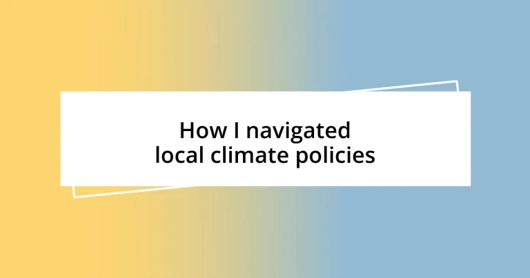 How I navigated local climate policies