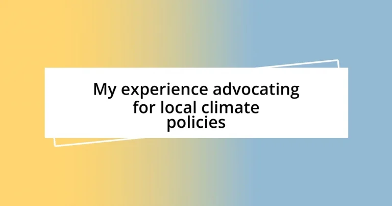 My experience advocating for local climate policies