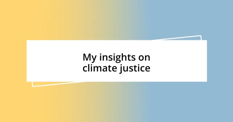 My insights on climate justice