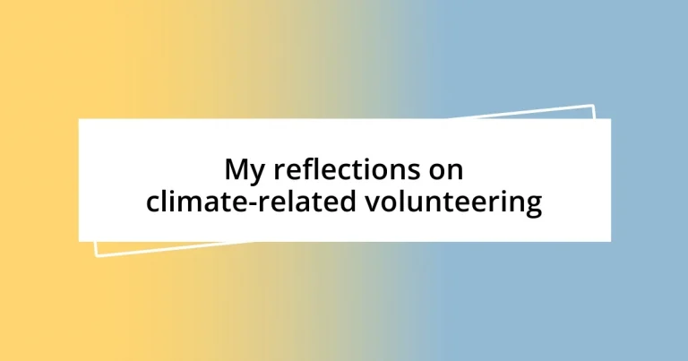 My reflections on climate-related volunteering