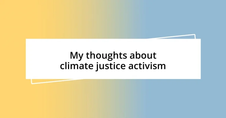 My thoughts about climate justice activism