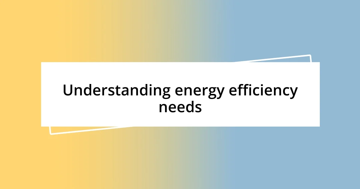 Understanding energy efficiency needs