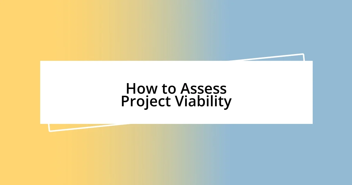 How to Assess Project Viability