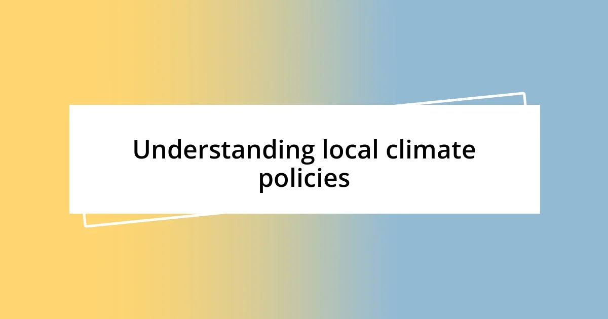 Understanding local climate policies