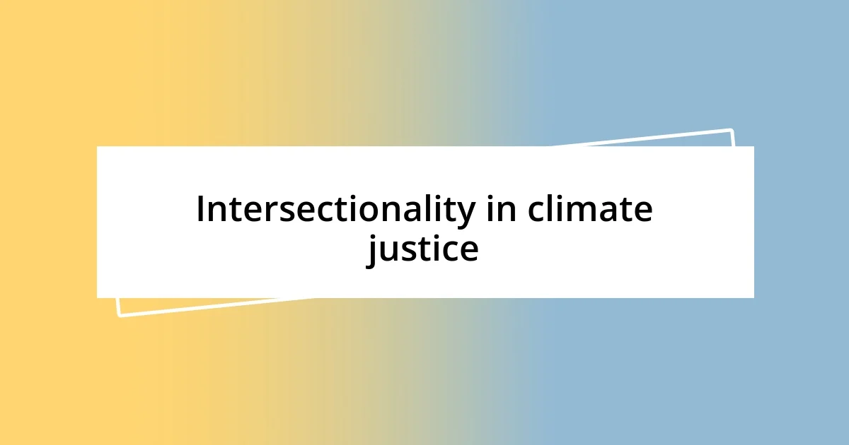 Intersectionality in climate justice