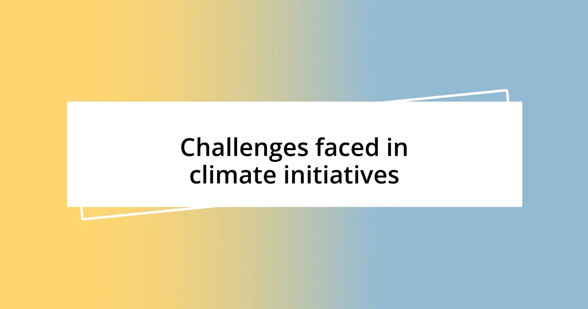 Challenges faced in climate initiatives