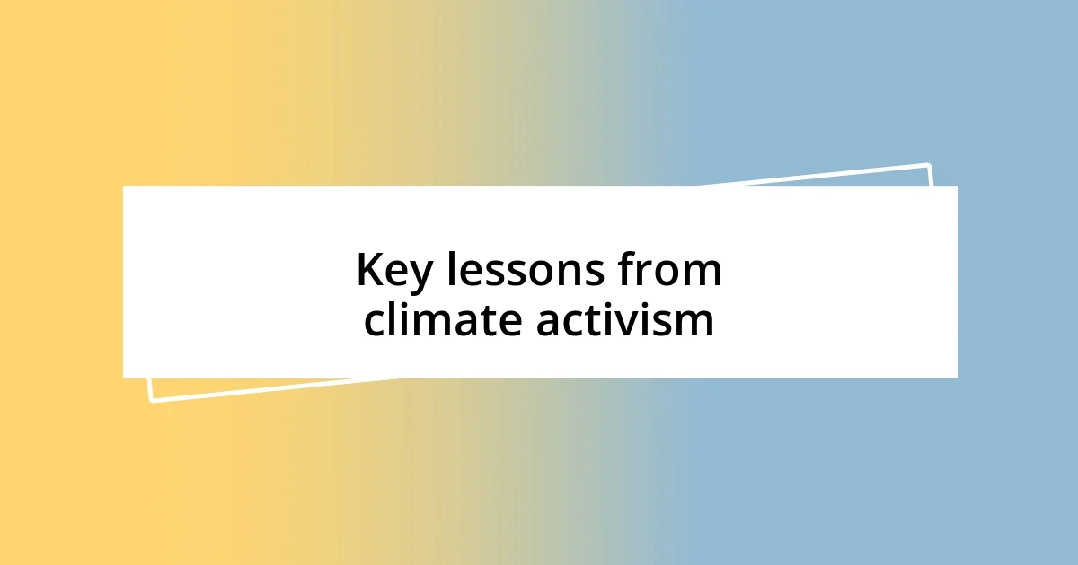 Key lessons from climate activism