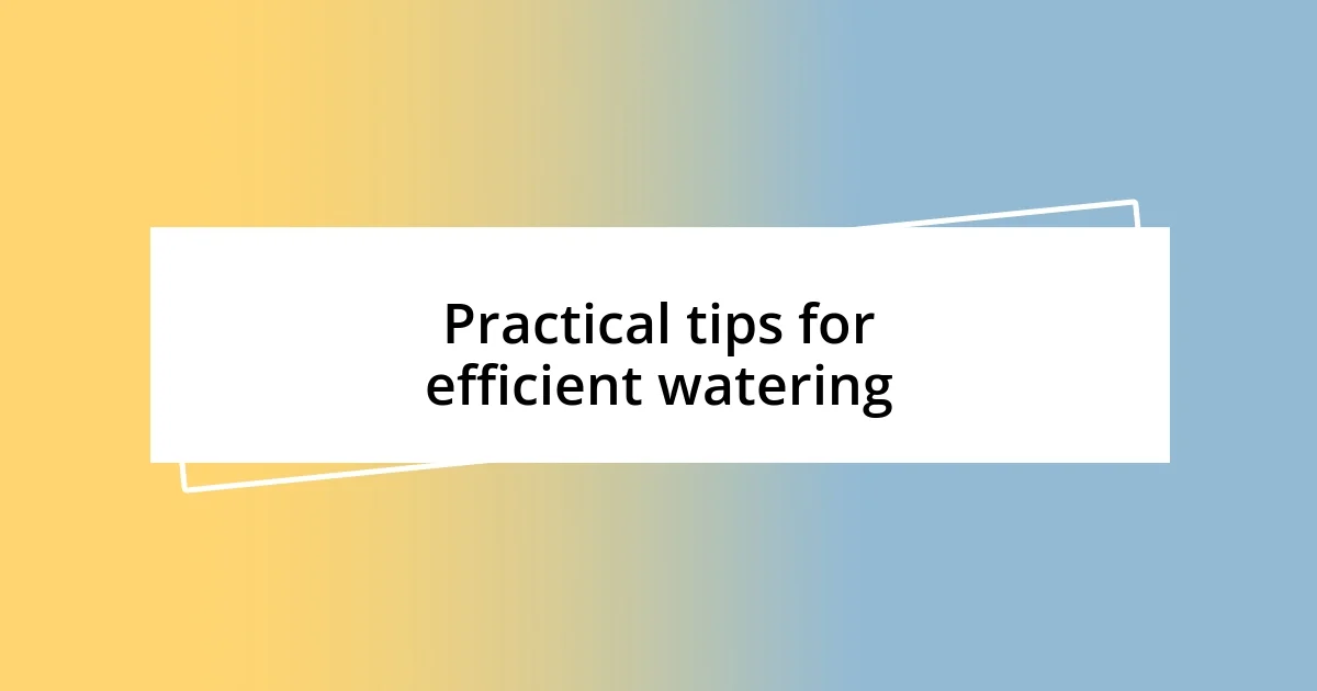 Practical tips for efficient watering